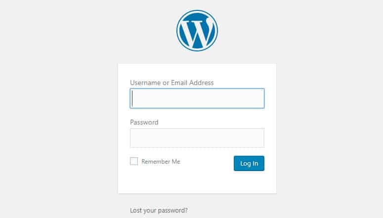 wordpress log in page on bluehost