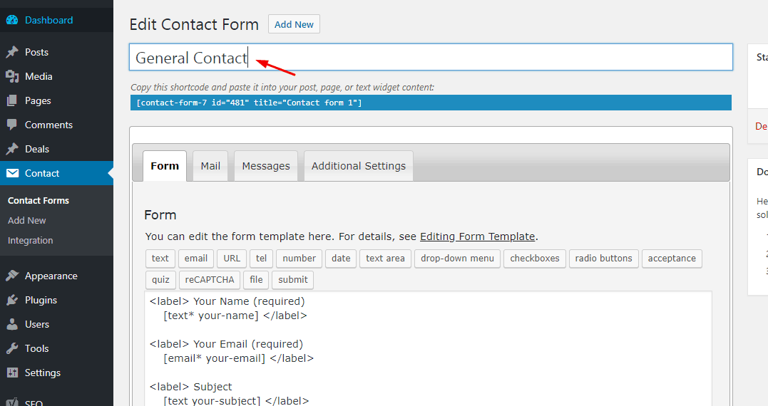 contact form 7 name