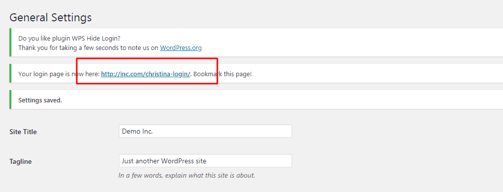 new wordpress login URL wps hide login