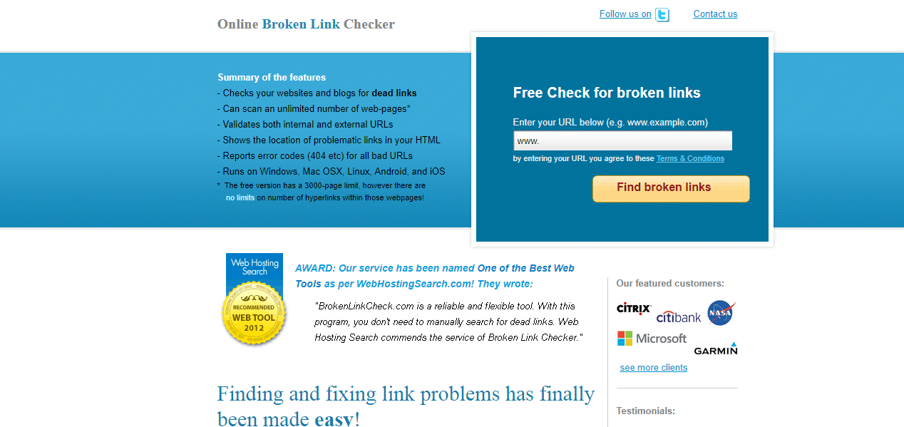 online broken link checker tool website