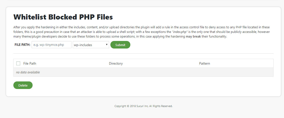whitelist php files from sucuri hardening