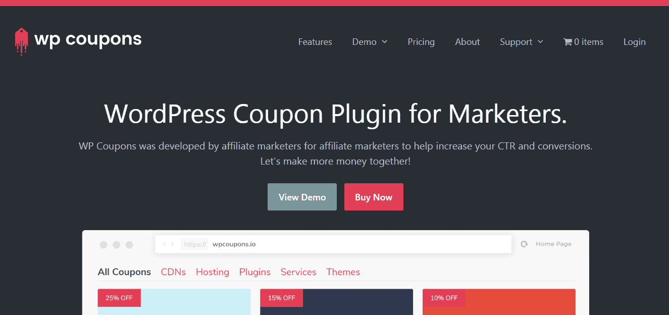wp coupons plugin homepage