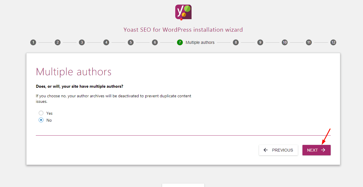 yoast author archive settings