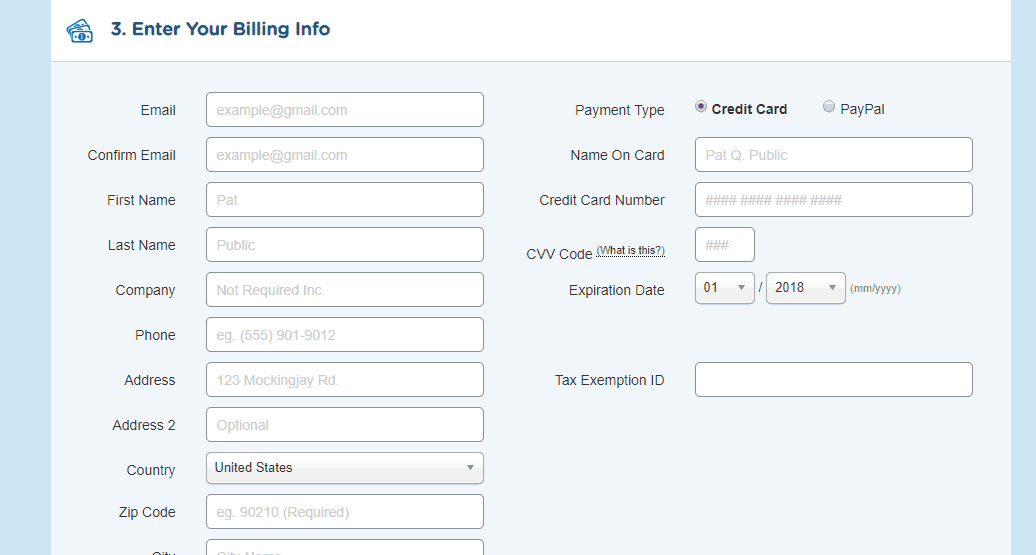 billing info in hostgator