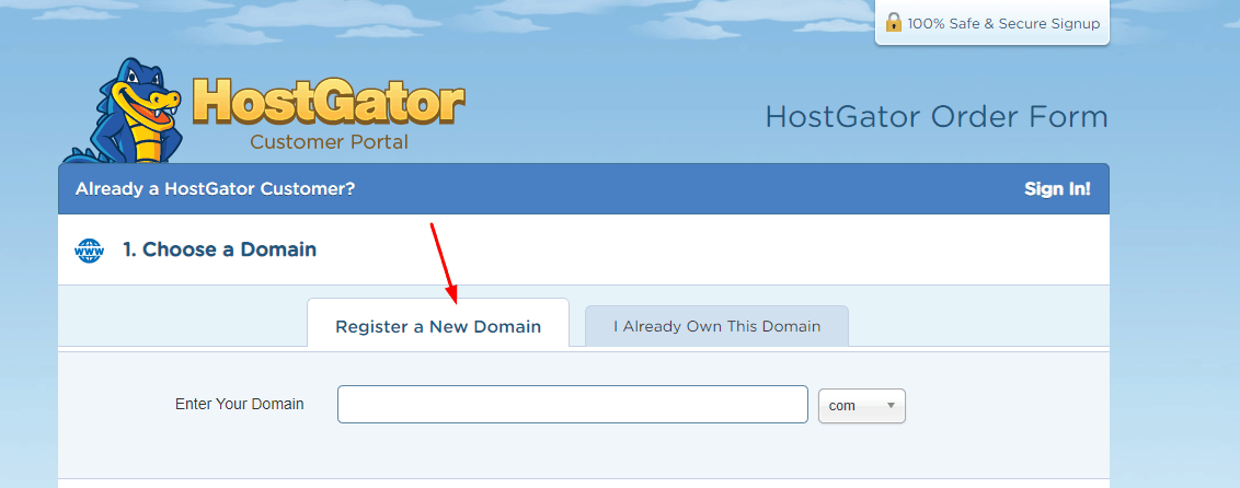 hostgator domain name registration