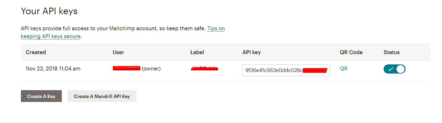 mailchimp api key