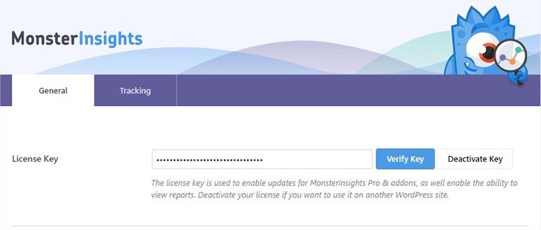 activate monsterinsights license key